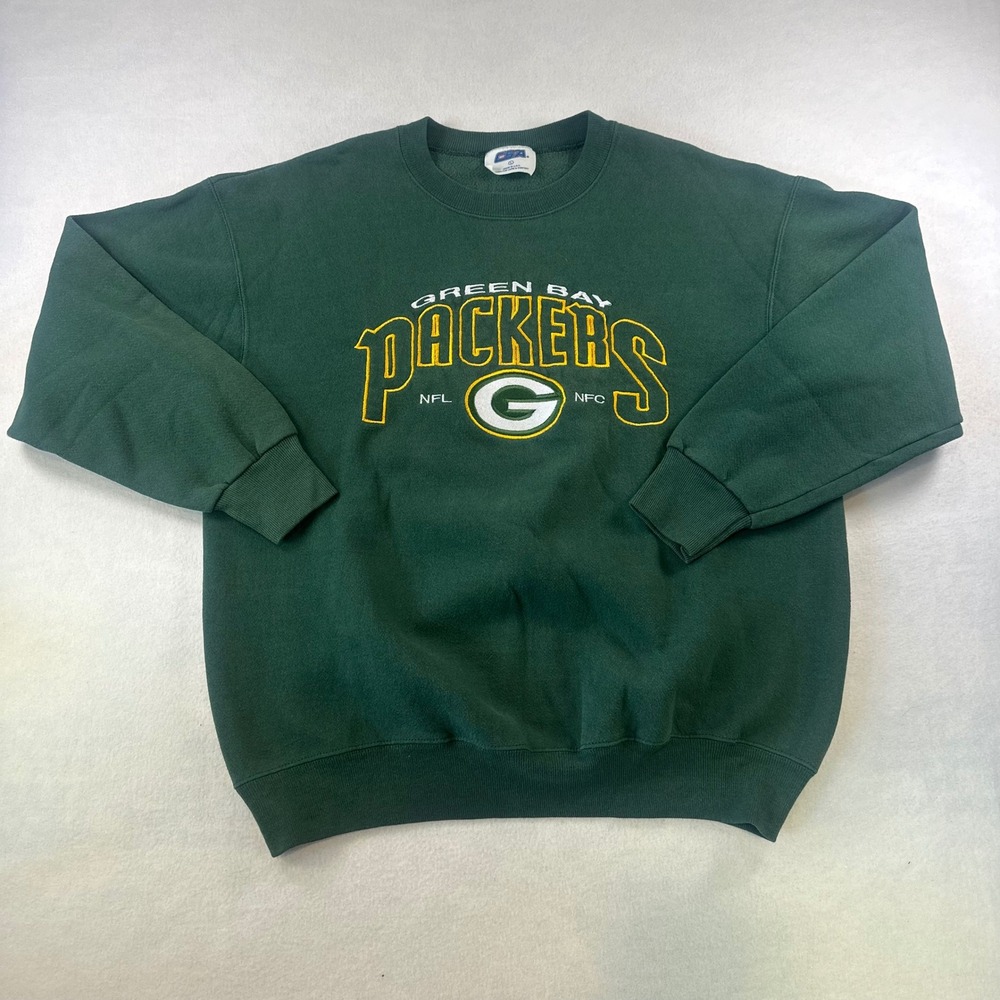 Vintage Green Bay Packers CSA Crewneck Sweatshirt Green Embroidered Mens Large